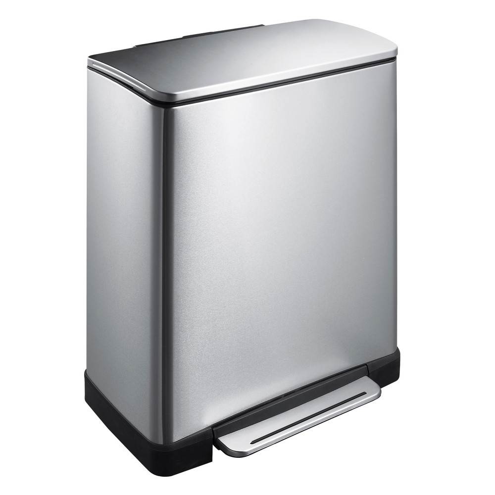Número de imagen del producto 1: Cubo cubo de basura de pedal en acero inoxidable, 50 litros, mate