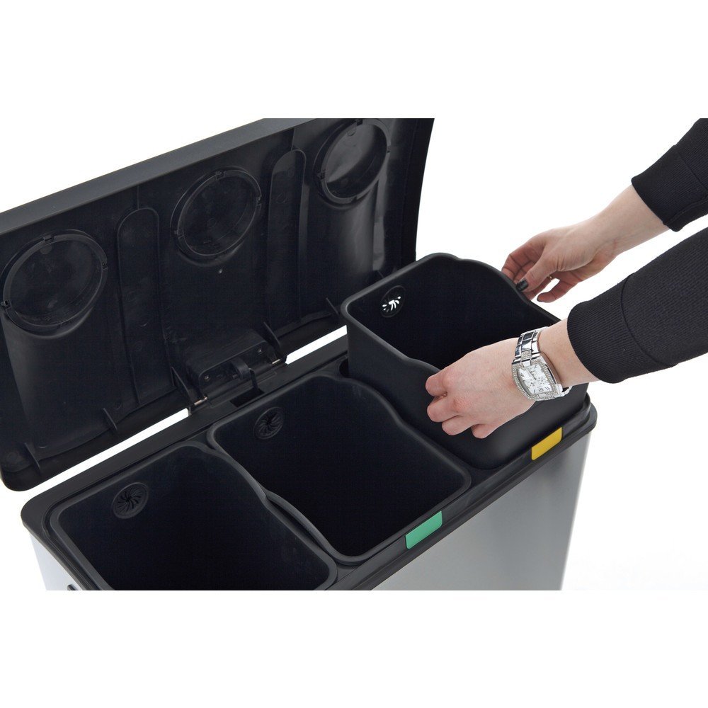 Número de imagen del producto 5: Rejoice - Cubo de basura con pedal (3 x 12 litros acero inoxidable mate)