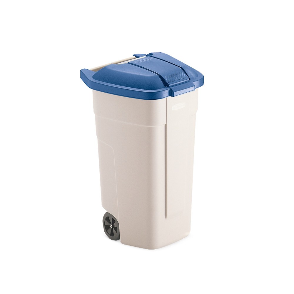 Número de imagen del producto 2: Cubo de basuras grande Rubbermaid®, 100 litros, con ruedas, tapa azul