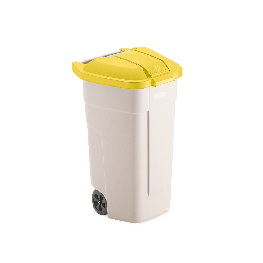 Número de imagen del producto 2: Cubo de basuras grande Rubbermaid®, 100 litros, con ruedas, tapa amarilla