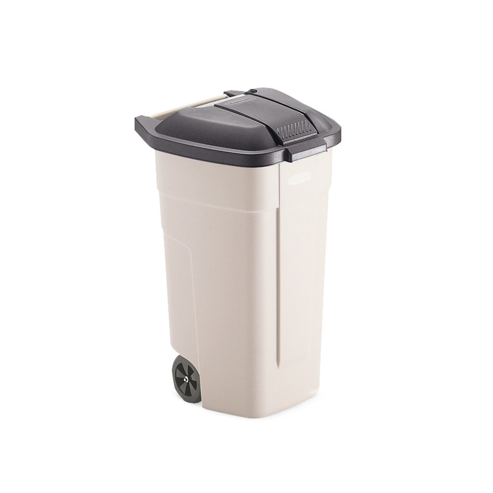 Número de imagen del producto 2: Cubo de basuras grande Rubbermaid®, 100 litros, con ruedas, tapa negra