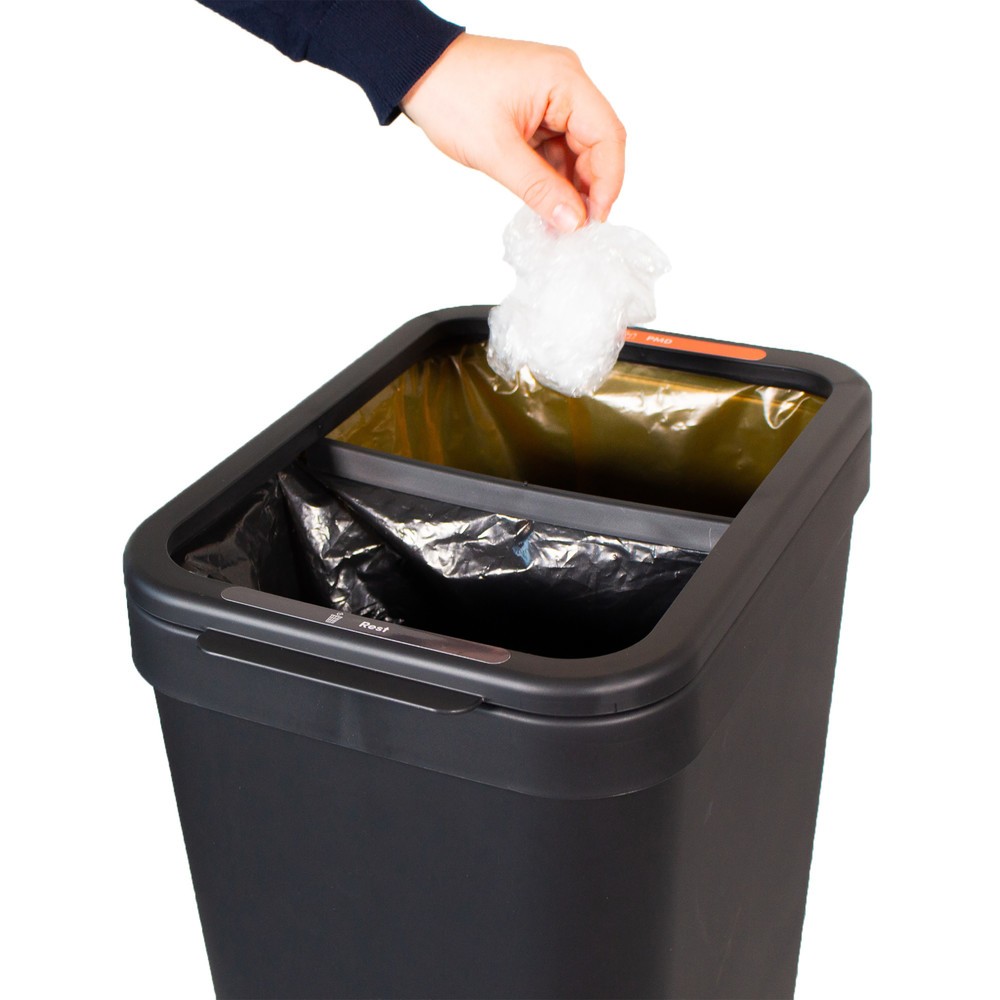 Número de imagen del producto 3: Cubo de residuos BON TON Circubin de polipropileno 100% reciclado de 2 x 20 litros abierto antracita