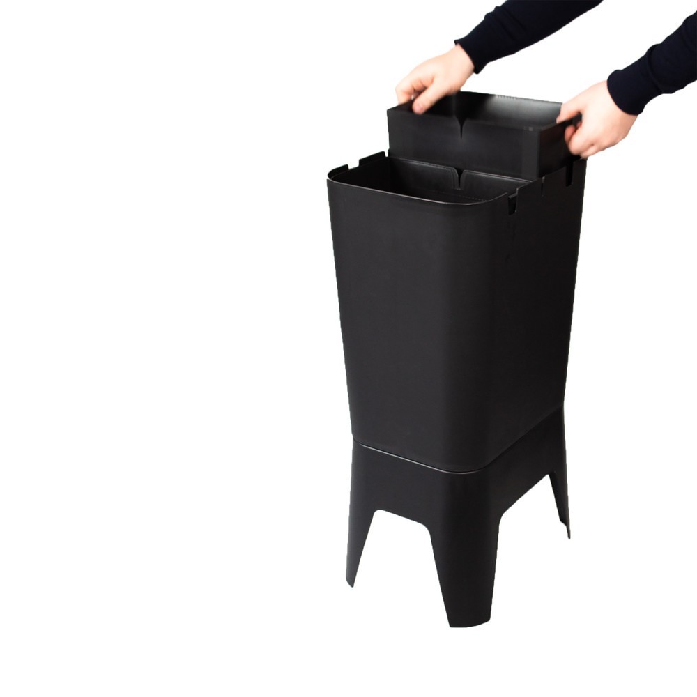 Número de imagen del producto 4: Cubo de residuos BON TON Circubin de polipropileno 100% reciclado de 2 x 20 litros abierto antracita