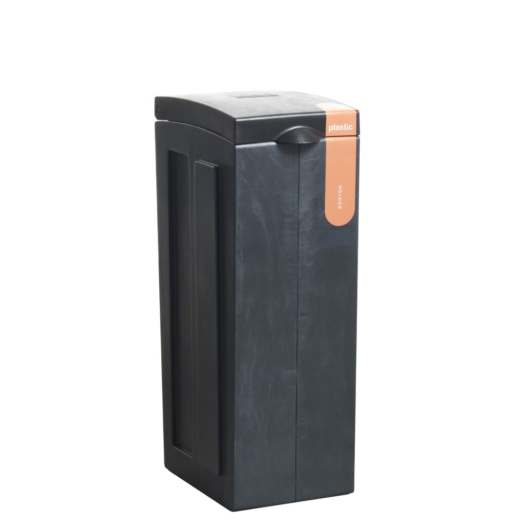Cubo de residuos BON TON original de polipropileno 100% reciclado, 70 litros, gris/naranja Número de imagen del producto 1: Cubo de residuos BON TON original de polipropileno 100% reciclado, 70 litros, gris/naranja