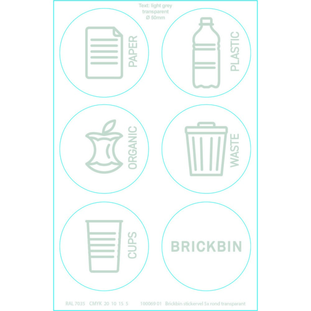 Número de imagen del producto 5: Cubo de residuos BRICKBIN con tapa abatible de plástico reciclado, 65 litros, cuadrado, blanco/verde