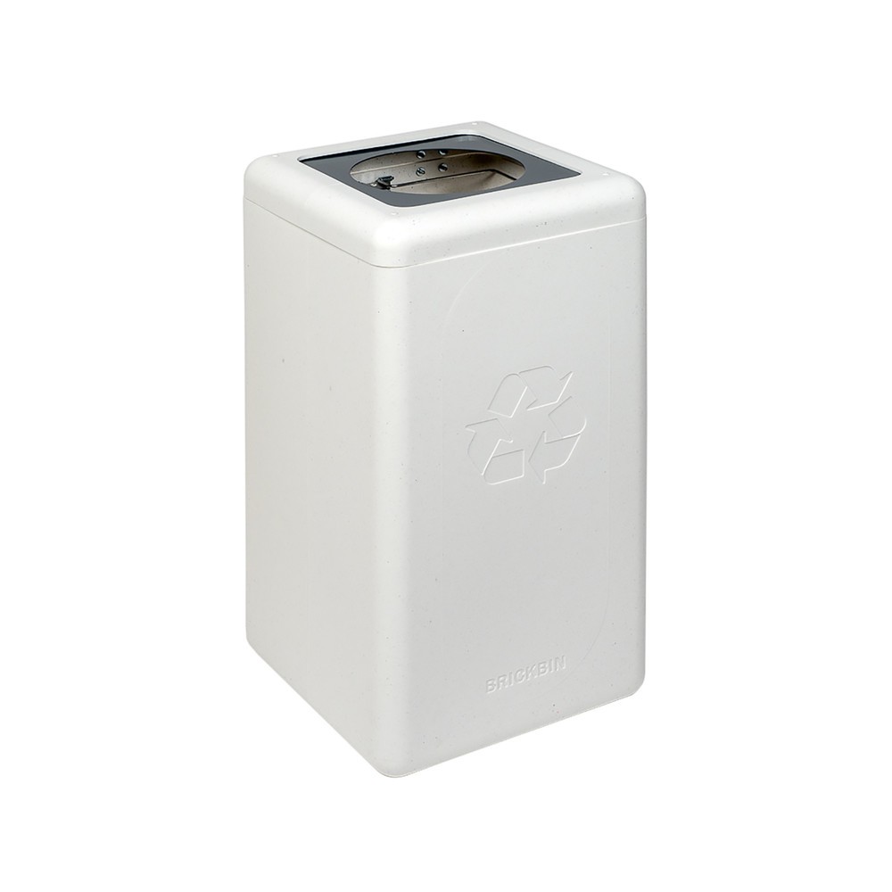 Número de imagen del producto 1: Cubo de residuos BRICKBIN para desechos residuales de plástico reciclado, 65 litros, cuadrado, blanco/gris