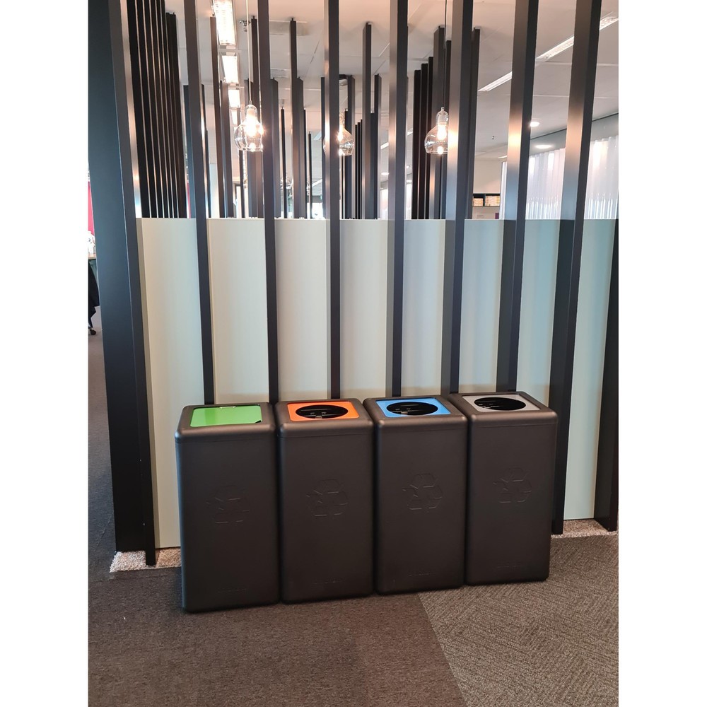 Número de imagen del producto 5: Cubo de residuos BRICKBIN para desechos residuales de plástico reciclado, 65 litros, cuadrado, negro/gris