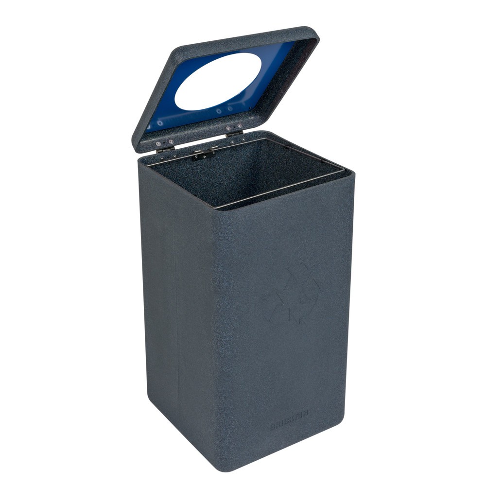 Número de imagen del producto 4: Cubo de residuos BRICKBIN para papel de plástico reciclado, 65 litros, cuadrado, gris/azul