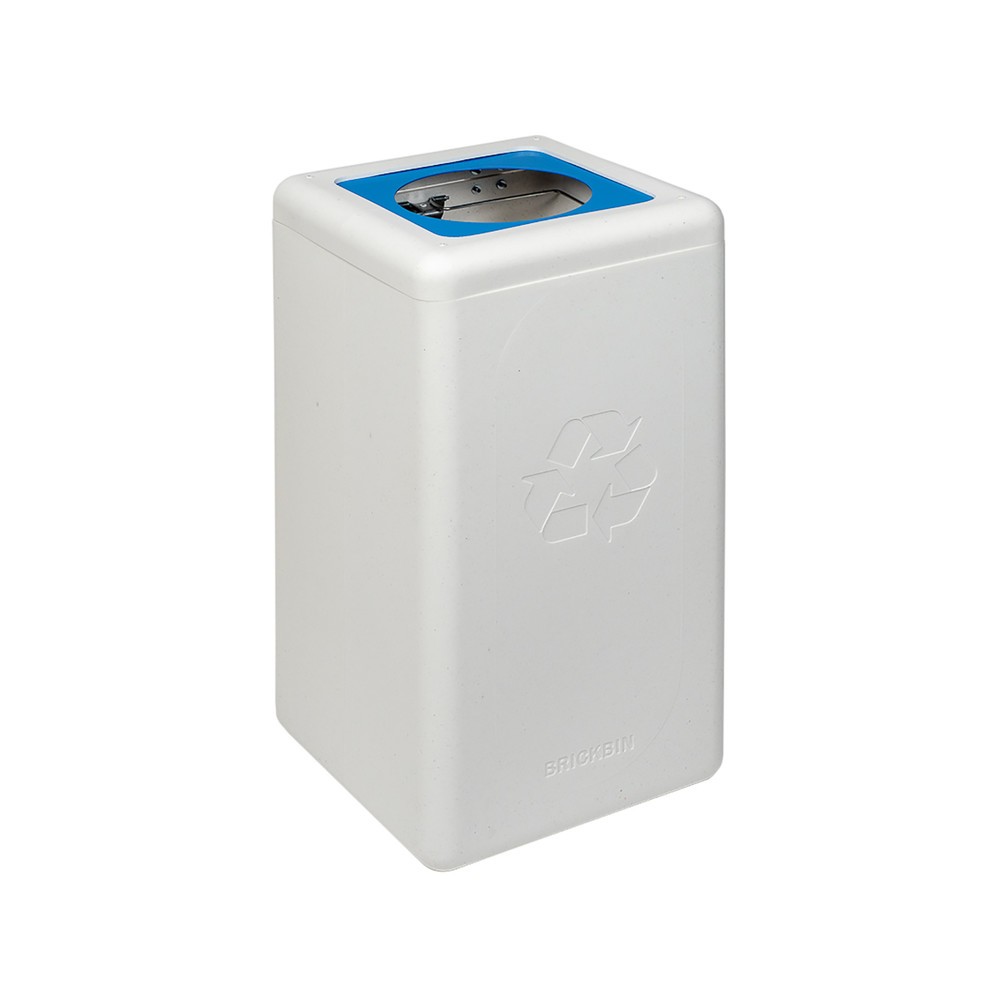 Número de imagen del producto 1: Cubo de residuos BRICKBIN para papeles de plástico reciclado, 65 litros, cuadrado, blanco/azul