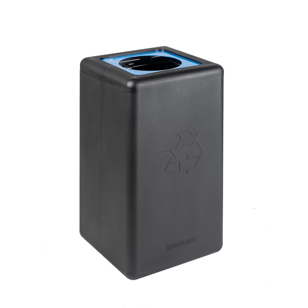 Imagen del producto: Cubo de residuos BRICKBIN para papel de plástico reciclado, 65 litros, cuadrado, negro/azul