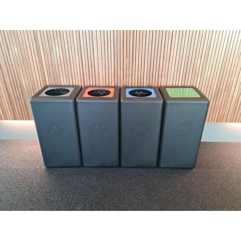 Número de imagen del producto 6: Cubo de residuos BRICKBIN para papel de plástico reciclado, 65 litros, cuadrado, negro/azul