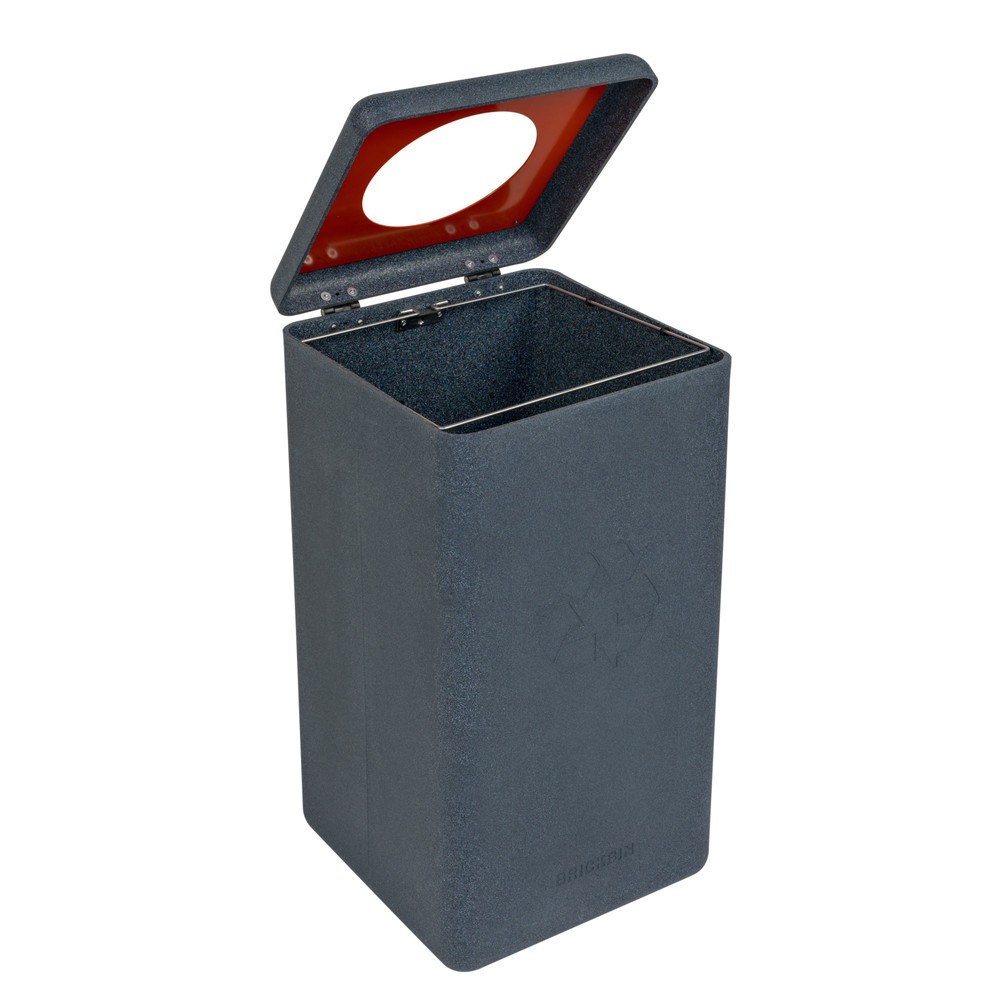 Número de imagen del producto 3: Cubo de residuos BRICKBIN para plásticos de plástico reciclado, 65 litros, cuadrado, gris/naranja
