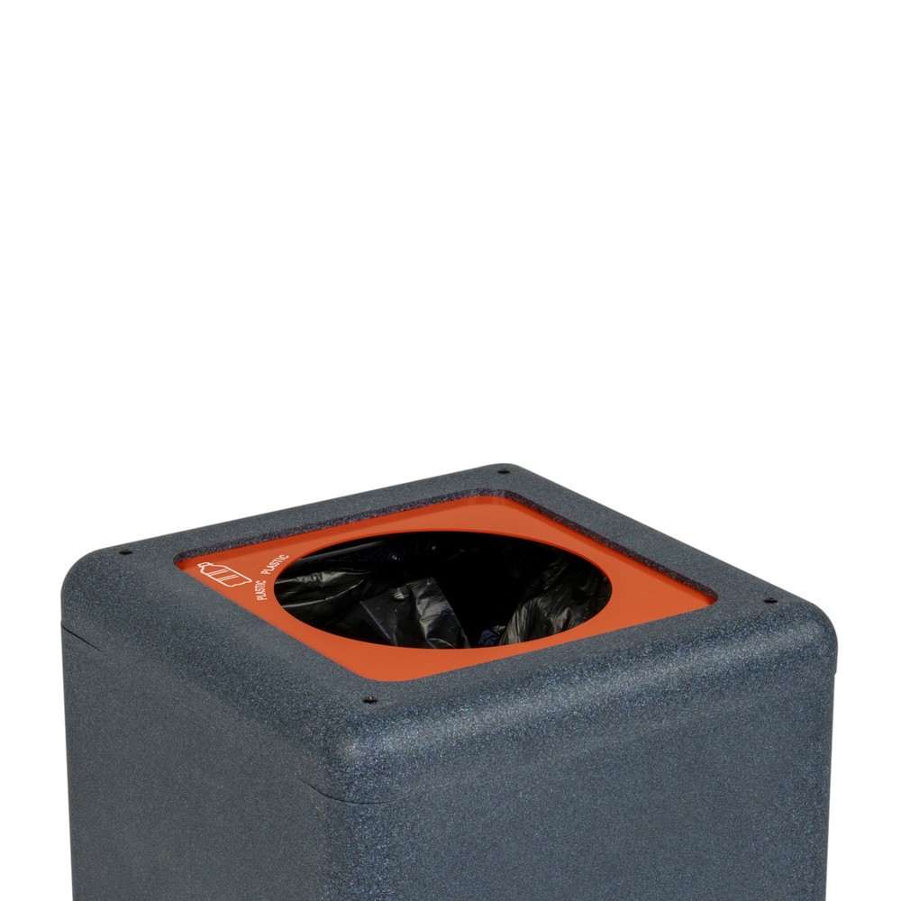 Número de imagen del producto 6: Cubo de residuos BRICKBIN para plásticos de plástico reciclado, 65 litros, cuadrado, gris/naranja
