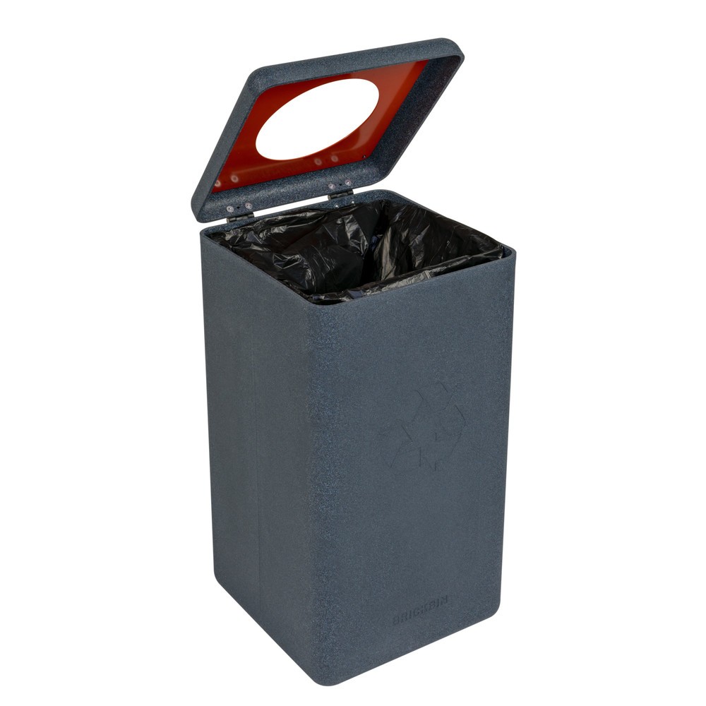 Número de imagen del producto 7: Cubo de residuos BRICKBIN para plásticos de plástico reciclado, 65 litros, cuadrado, gris/naranja