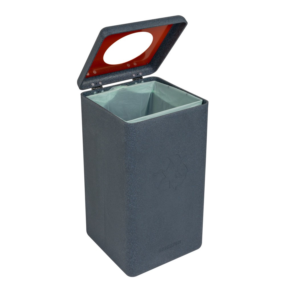 Número de imagen del producto 8: Cubo de residuos BRICKBIN para plásticos de plástico reciclado, 65 litros, cuadrado, gris/naranja