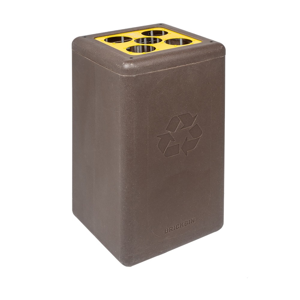 Número de imagen del producto 1: Cubo de residuos BRICKBIN para vasos de plástico reciclado y posos de café, 65 litros, marrón/amarillo