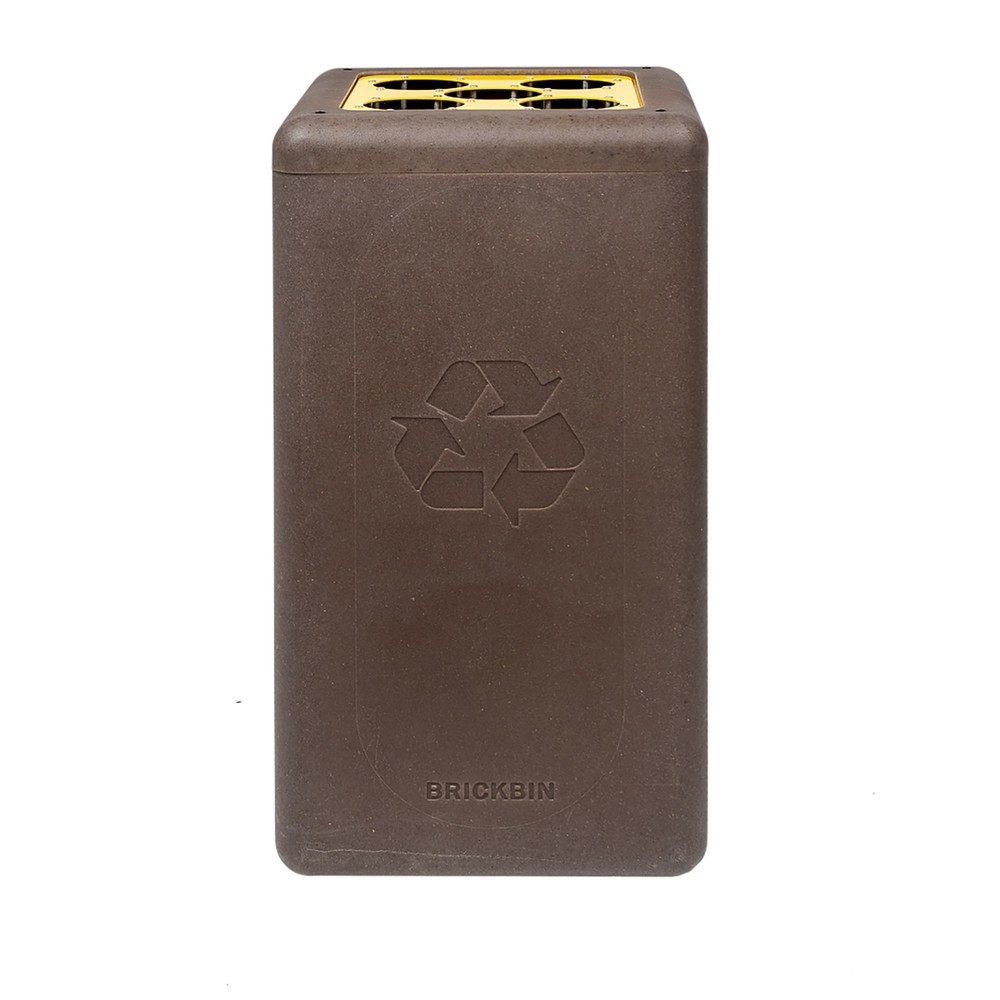 Número de imagen del producto 2: Cubo de residuos BRICKBIN para vasos de plástico reciclado y posos de café, 65 litros, marrón/amarillo