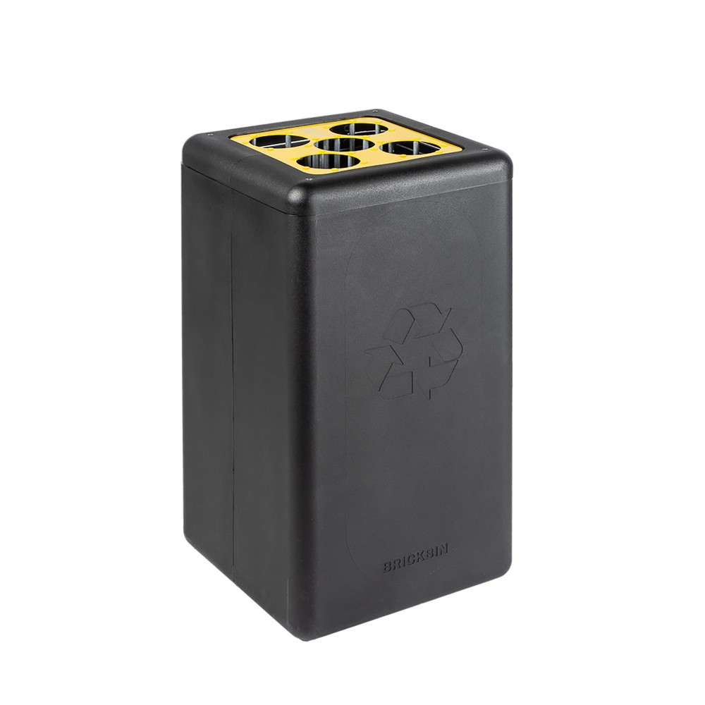 Imagen del producto: Cubo de residuos para tazas BRICKBIN de plástico reciclado y posos de café, 65 litros, negro/amarillo