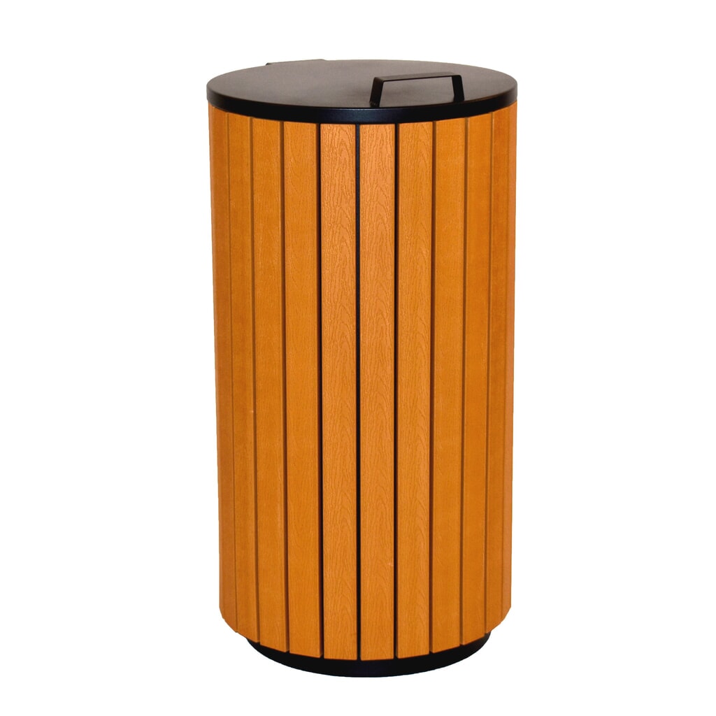 Número de imagen del producto 1: Cubo de residuos con aspecto de madera de 90 litros antracita