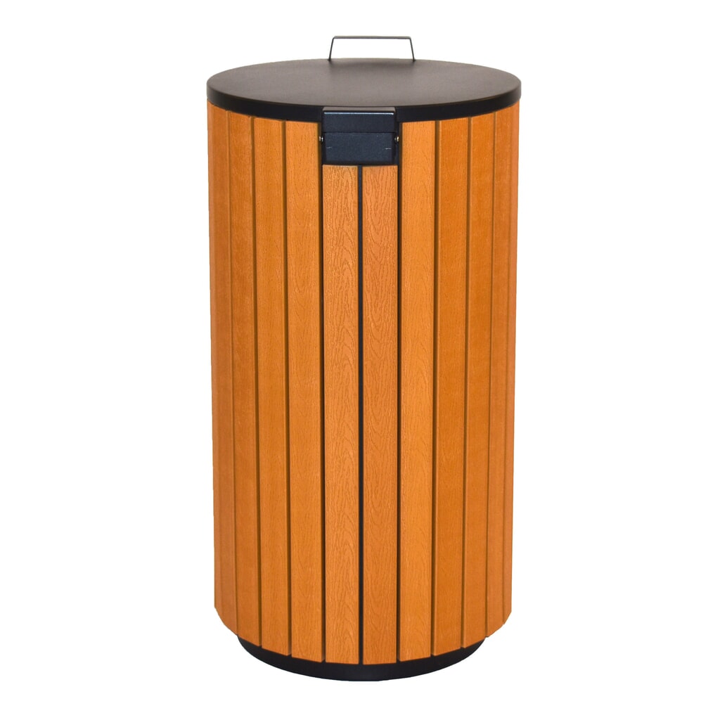 Número de imagen del producto 3: Cubo de residuos con aspecto de madera de 90 litros antracita