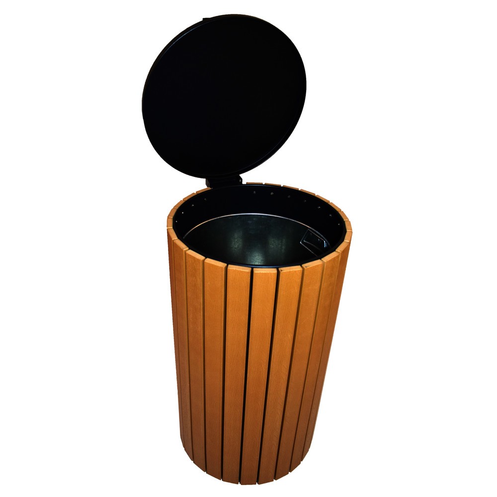 Número de imagen del producto 4: Cubo de residuos con aspecto de madera de 90 litros antracita