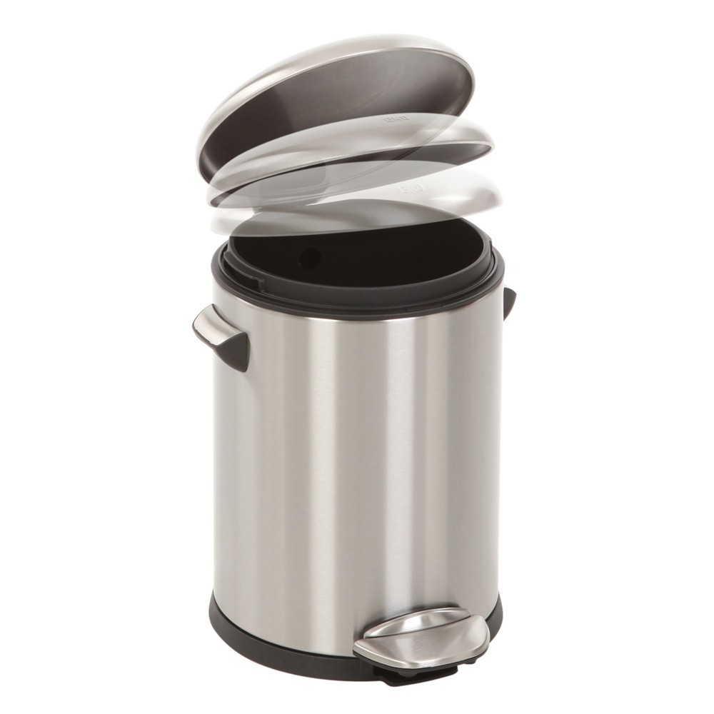 Número de imagen del producto 2: Cubo de residuos con pedal EKO Deluxe, 5 litros, acero inoxidable satinado