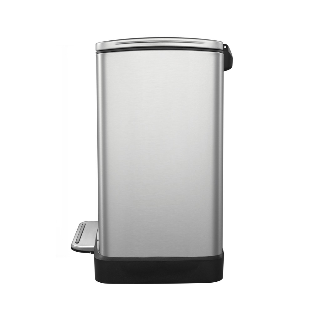 Número de imagen del producto 5: Cubo de residuos con pedal EKO E-Cube, 12 litros, acero inoxidable mate