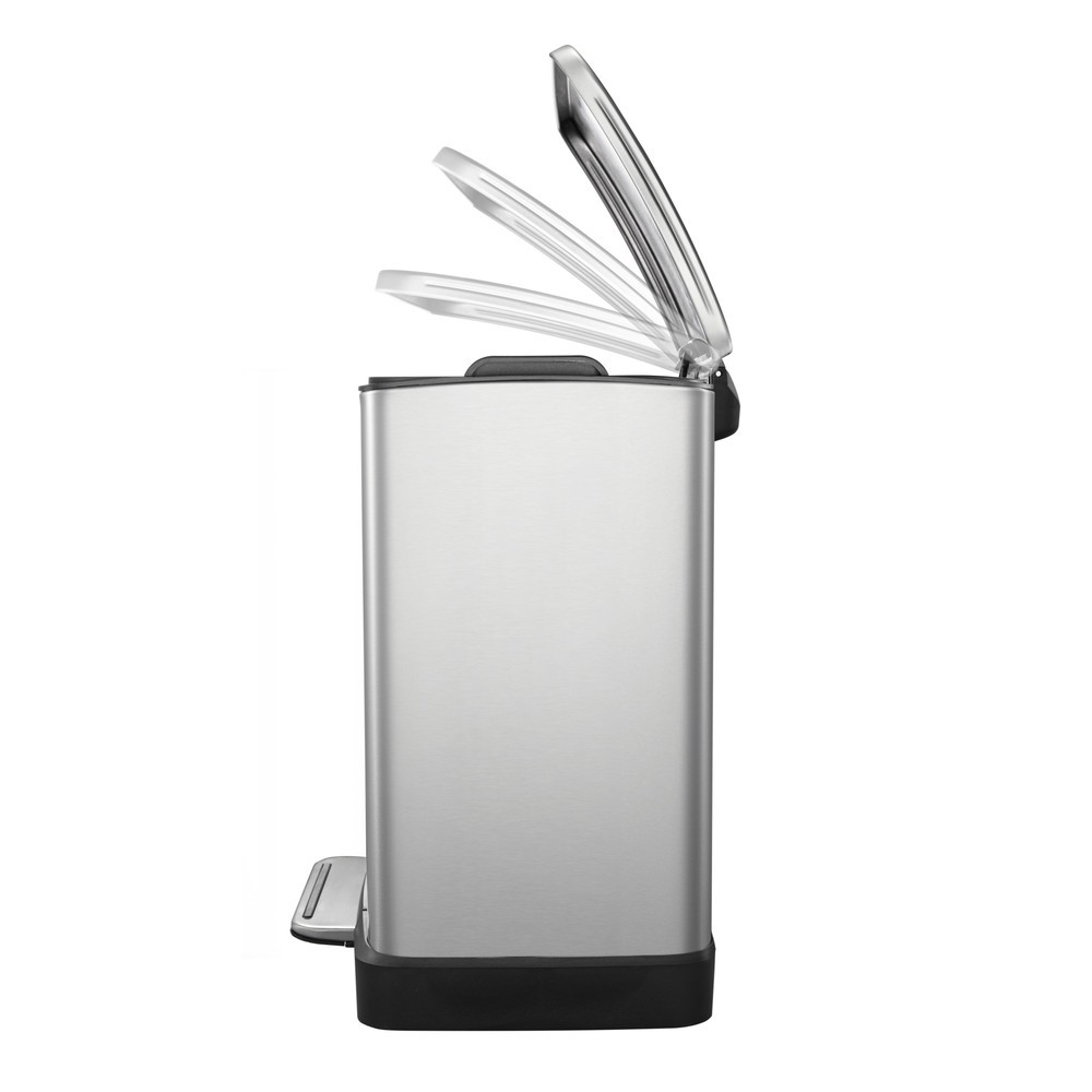 Número de imagen del producto 6: Cubo de residuos con pedal EKO E-Cube, 12 litros, acero inoxidable mate