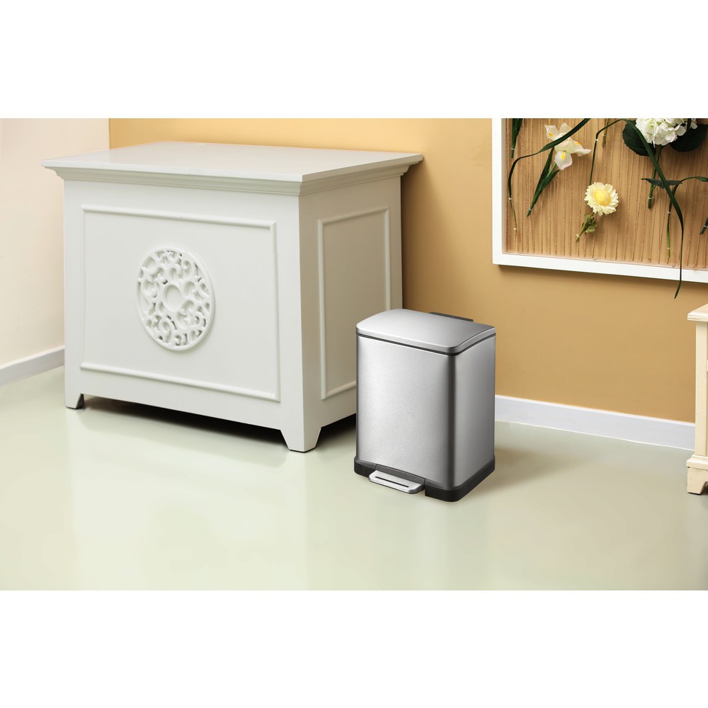 Número de imagen del producto 8: Cubo de residuos con pedal EKO E-Cube, 12 litros, acero inoxidable mate