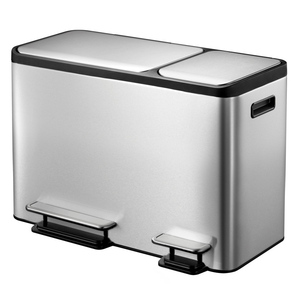 Imagen del producto: Cubo de residuos con pedal EKO Ecocasa, 1 x 24 + 1 x 12 litros, acero inoxidable mate