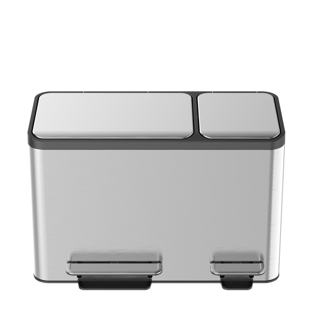 Número de imagen del producto 3: Cubo de residuos con pedal EKO Ecocasa, 1 x 24 + 1 x 12 litros, acero inoxidable mate