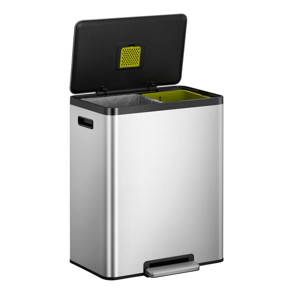 Número de imagen del producto 2: Cubo de residuos con pedal EKO Ecocasa 2, 2 x 30 litros, acero inoxidable mate
