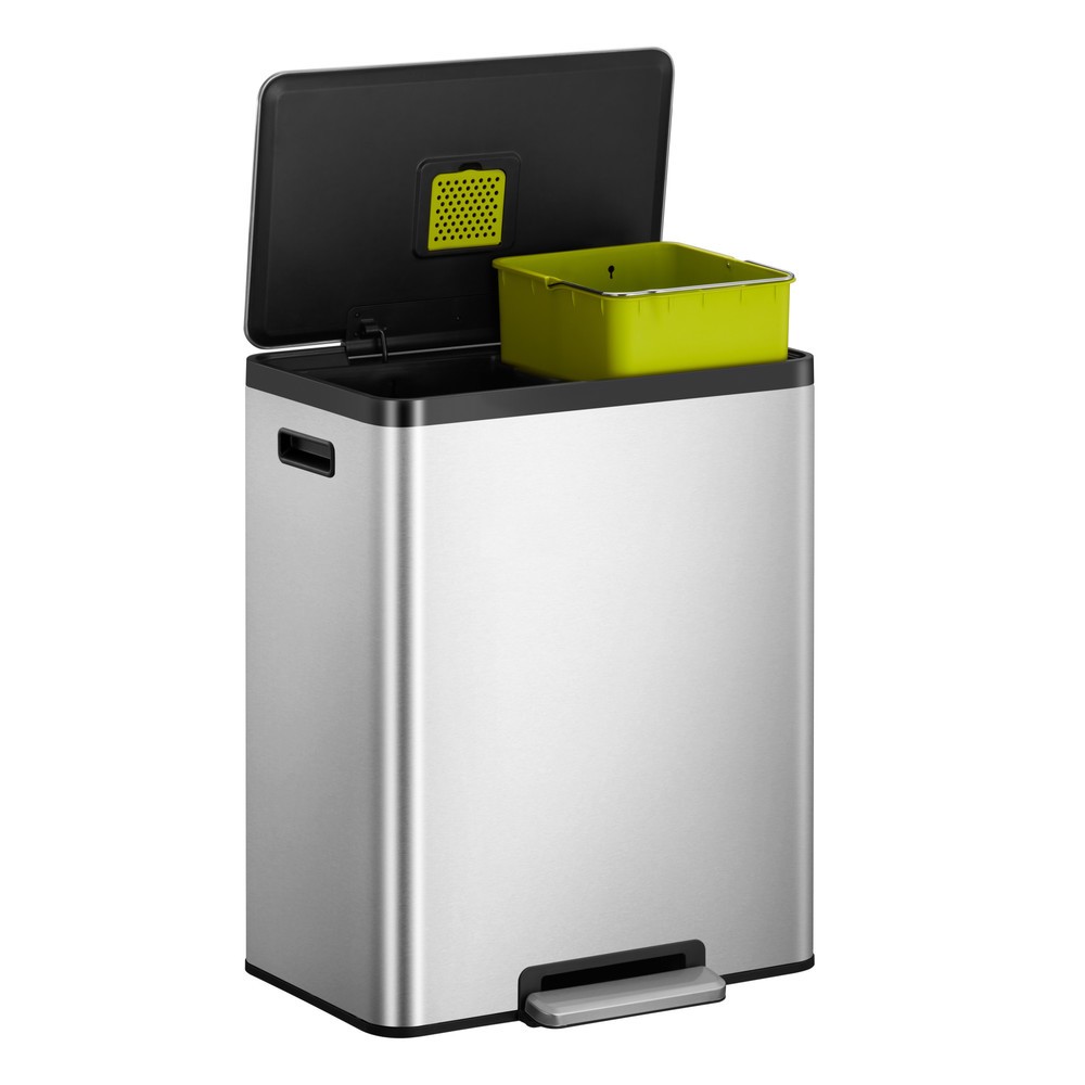 Número de imagen del producto 3: Cubo de residuos con pedal EKO Ecocasa 2, 2 x 30 litros, acero inoxidable mate