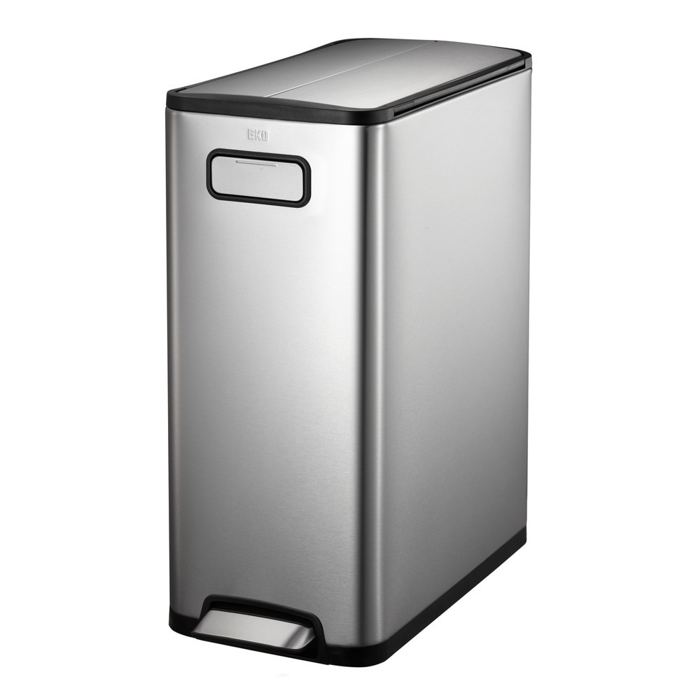 Imagen del producto: Cubo de residuos con pedal EKO Ecofly, 2 x 20 litros, acero inoxidable mate