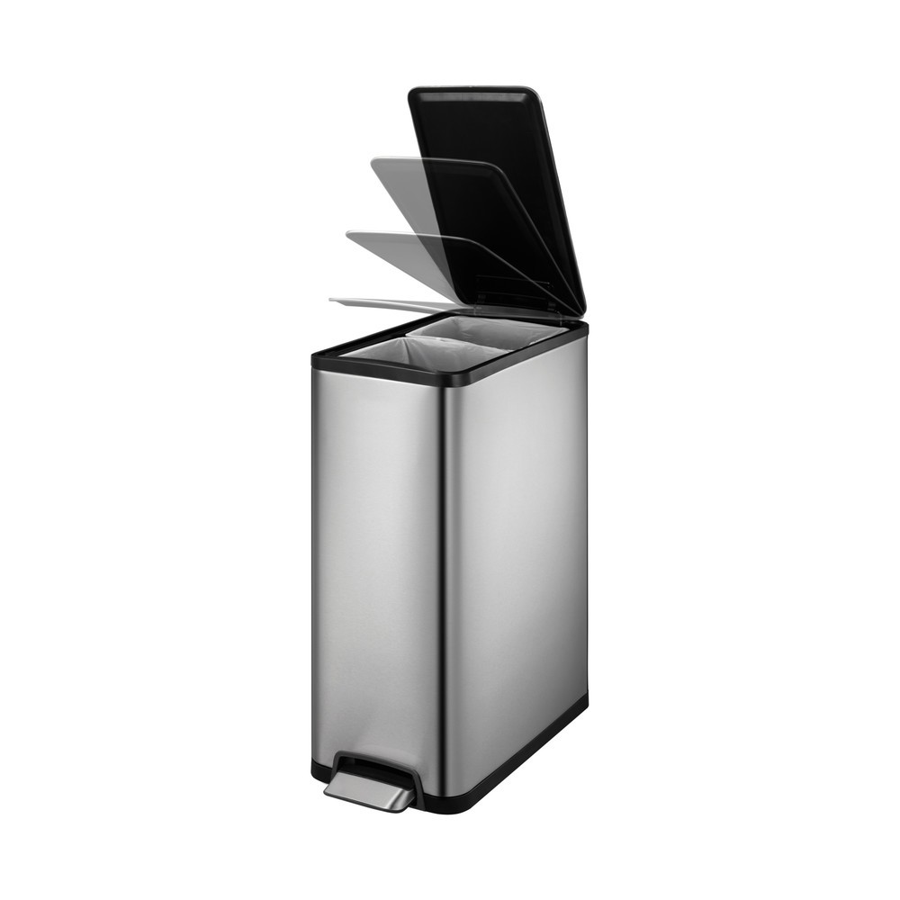 Número de imagen del producto 2: Cubo de residuos con pedal EKO Ecoslim, 2 x 20 litros, acero inoxidable mate