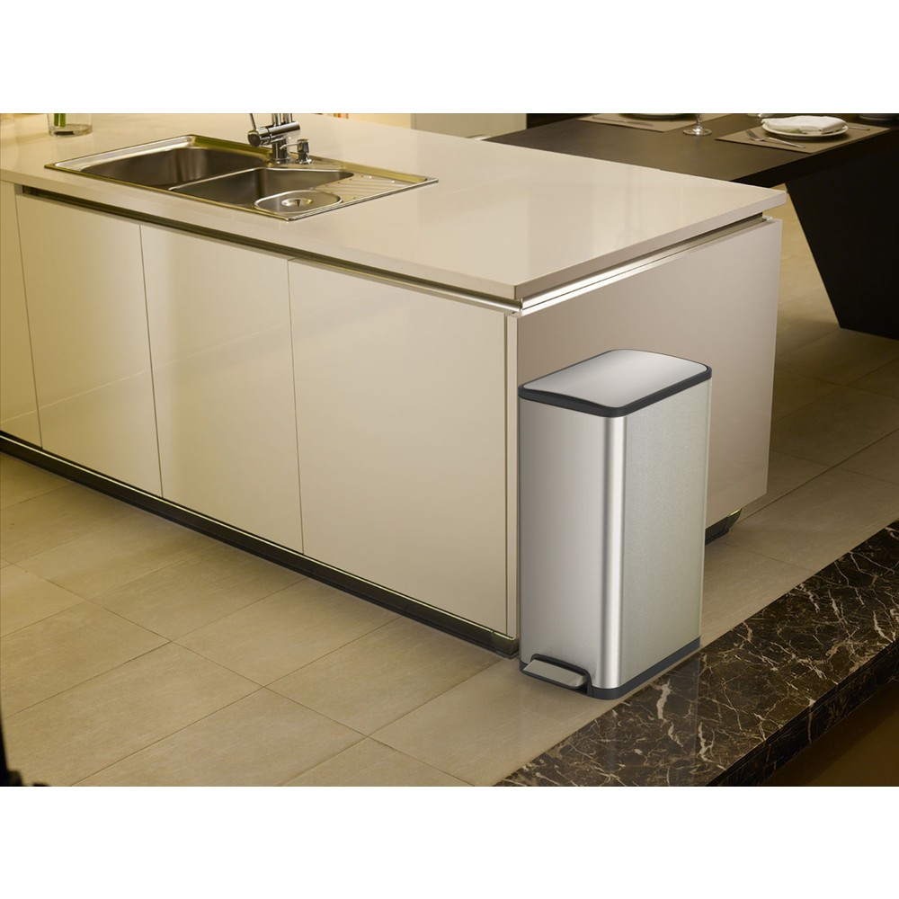 Número de imagen del producto 6: Cubo de residuos con pedal EKO Ecoslim, 45 litros, acero inoxidable mate