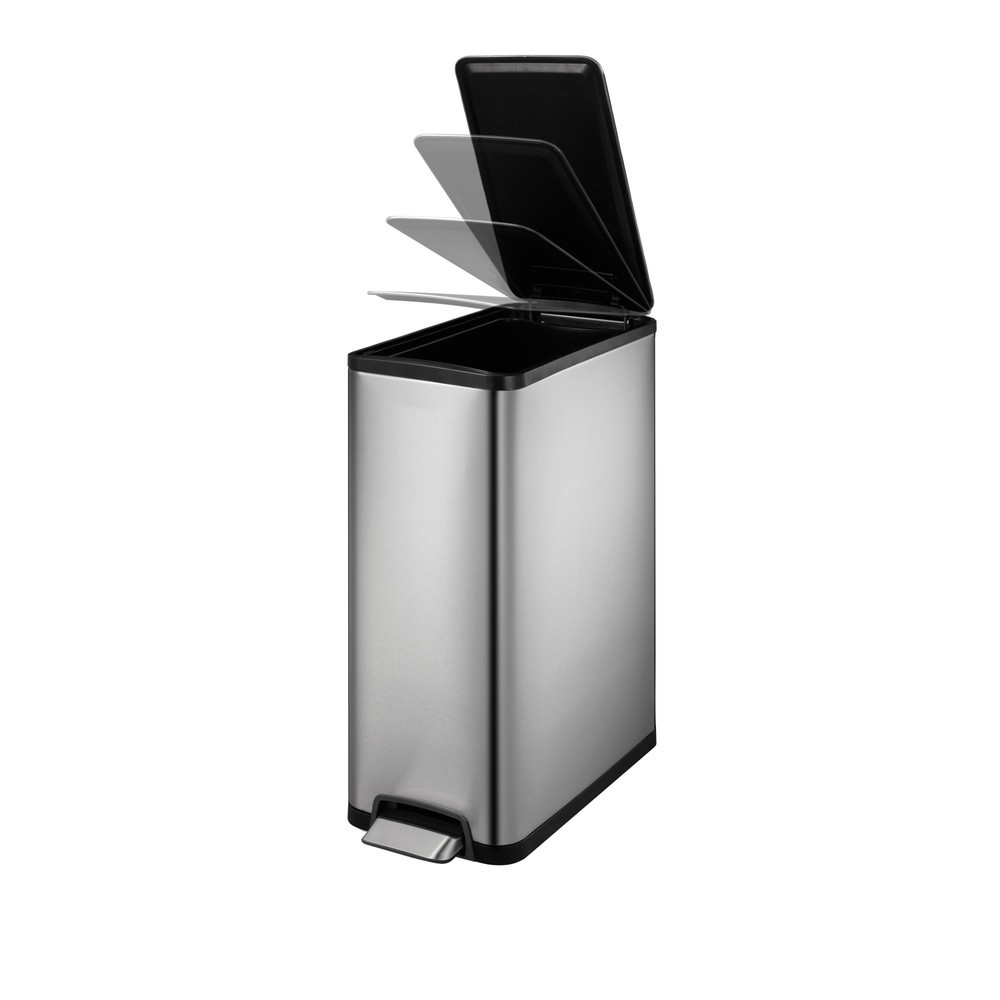Número de imagen del producto 4: Cubo de residuos con pedal EKO Ecoslim, 45 litros, acero inoxidable mate