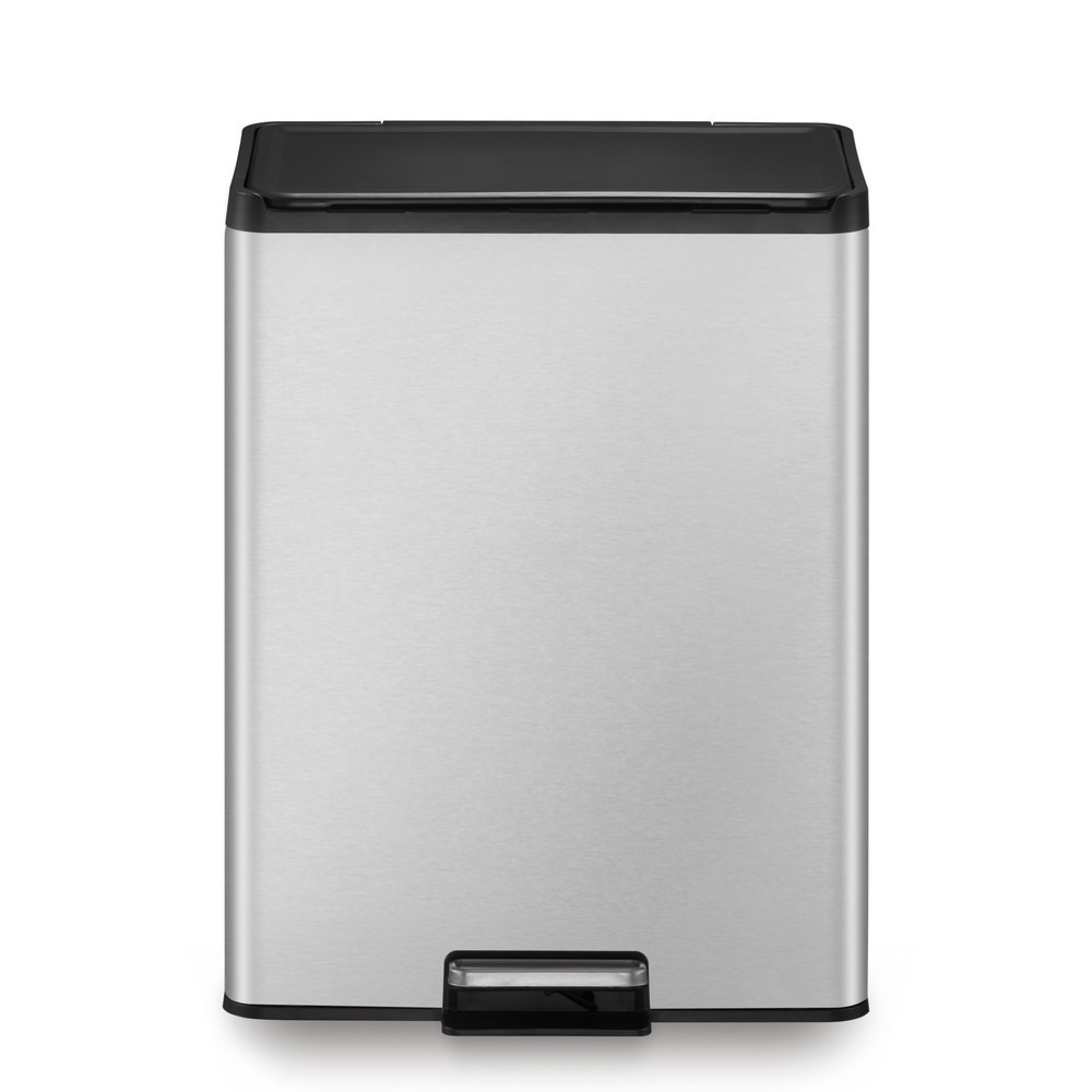Imagen del producto: Cubo de residuos con pedal EKO Essential, 2 x 20 litros, acero inoxidable satinado