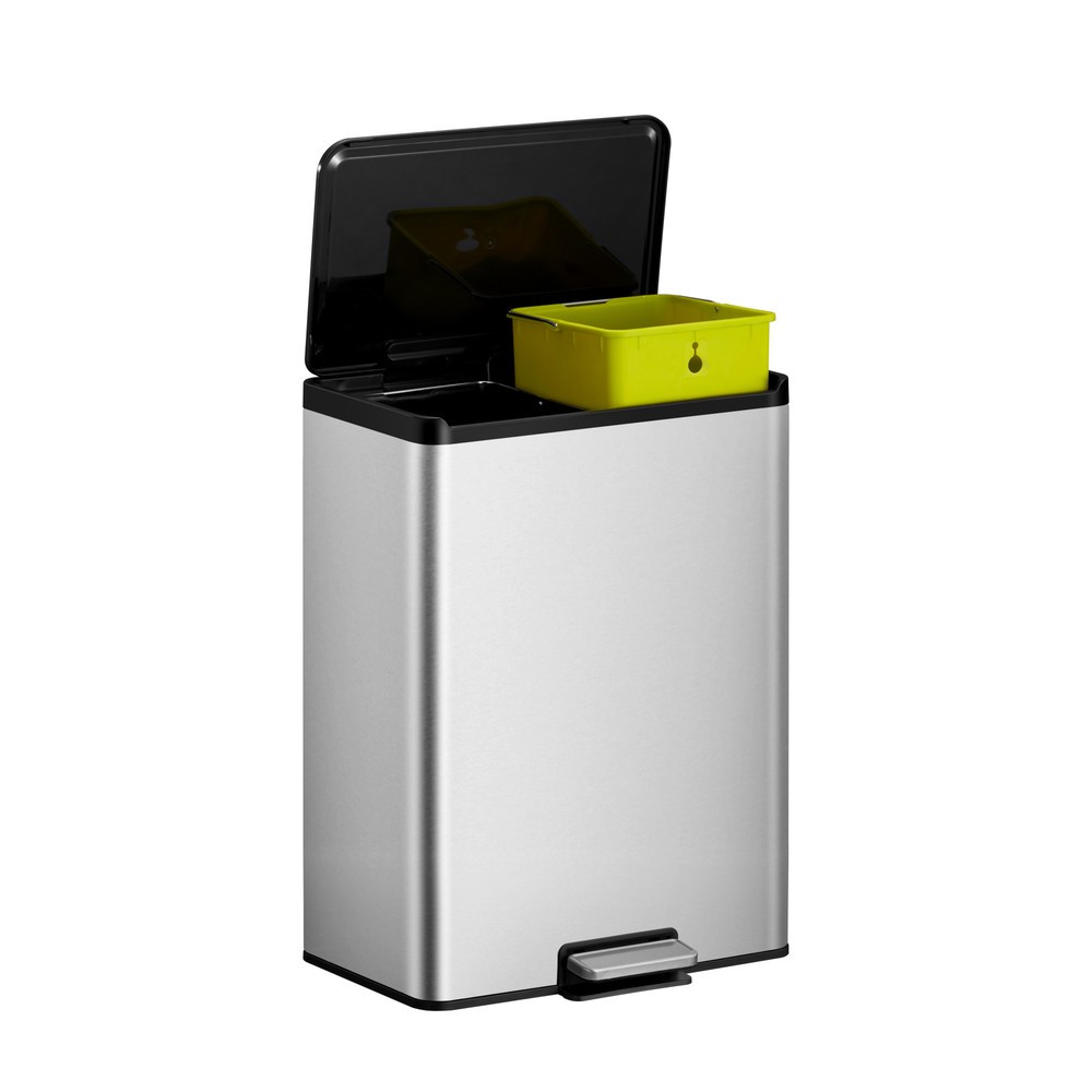 Número de imagen del producto 3: Cubo de residuos con pedal EKO Essential, 2 x 20 litros, acero inoxidable satinado