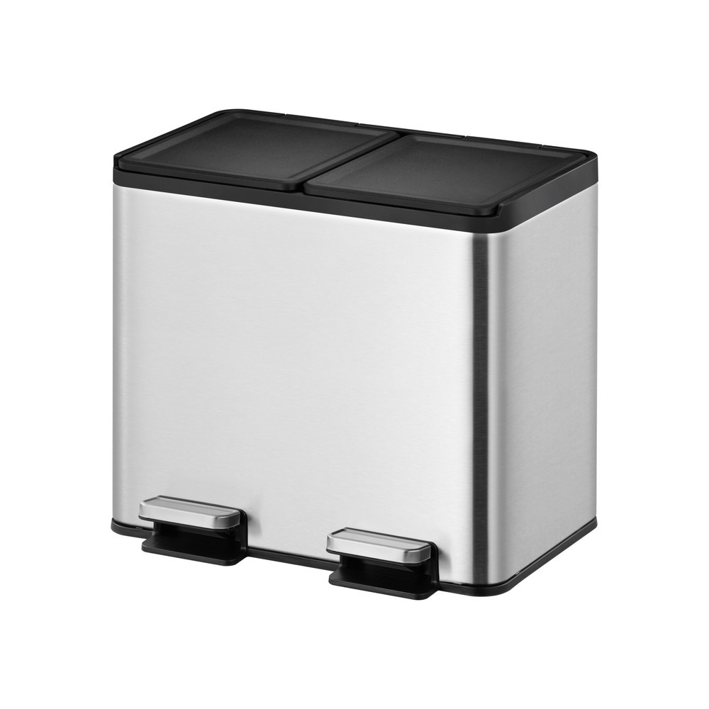 Imagen del producto: Cubo de residuos con pedal EKO Essential Split, 2 x 10 litros, acero inoxidable satinado