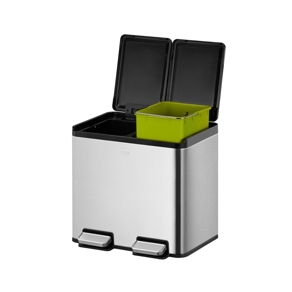 Número de imagen del producto 3: Cubo de residuos con pedal EKO Essential Split, 2 x 10 litros, acero inoxidable satinado
