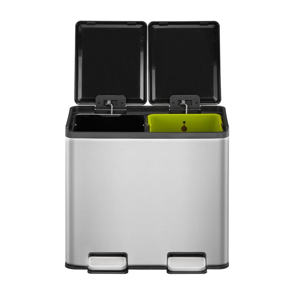 Número de imagen del producto 5: Cubo de residuos con pedal EKO Essential Split, 2 x 10 litros, acero inoxidable satinado