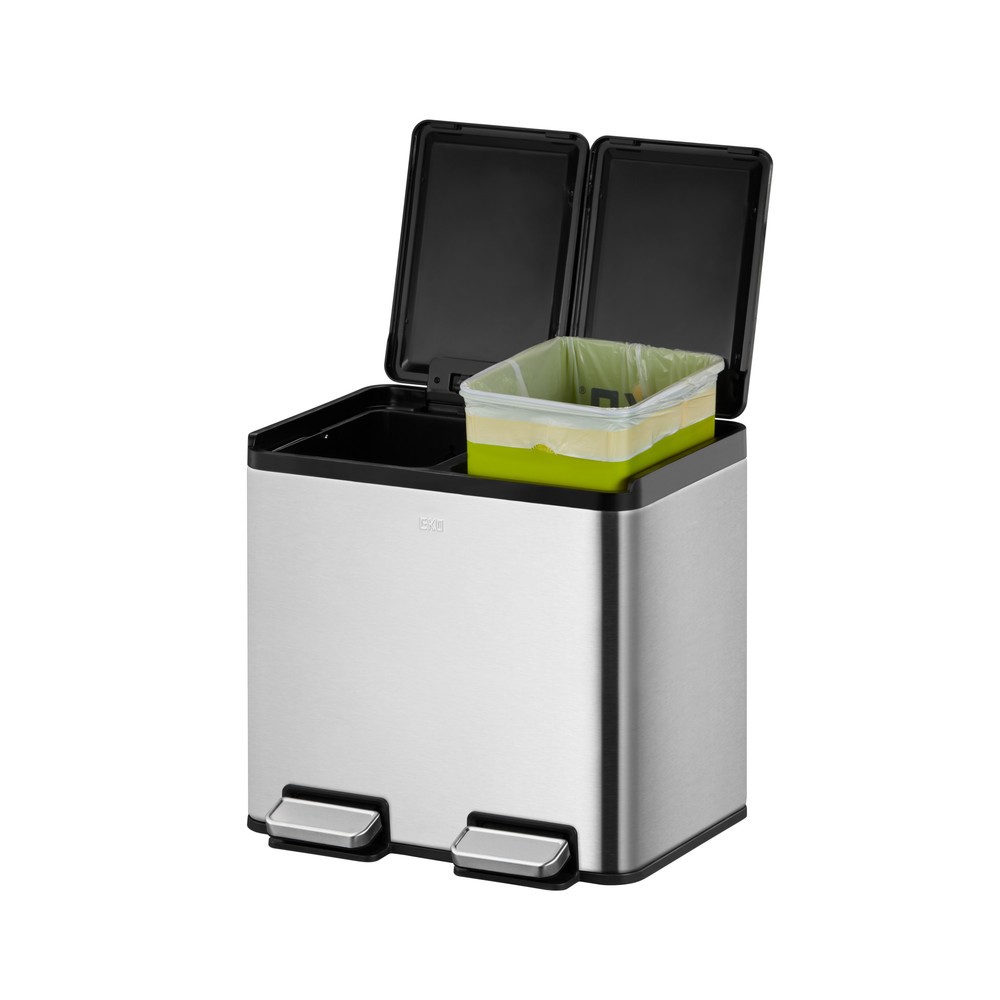 Número de imagen del producto 6: Cubo de residuos con pedal EKO Essential Split, 2 x 10 litros, acero inoxidable satinado