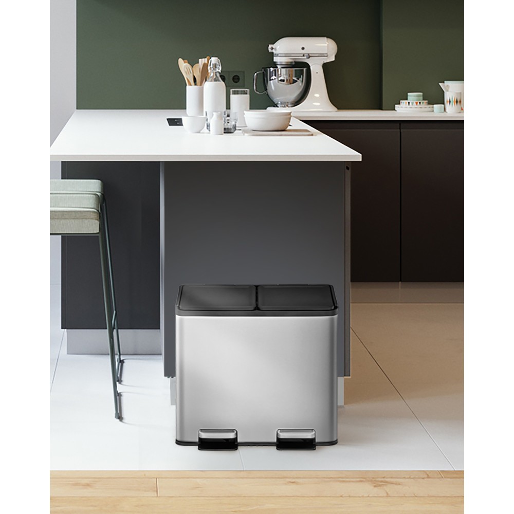 Número de imagen del producto 9: Cubo de residuos con pedal EKO Essential Split, 2 x 10 litros, acero inoxidable satinado