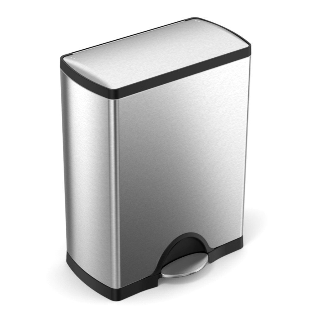 Imagen del producto: Cubo de residuos con pedal pedal SIMPLEHUMAN con tapa de cierre suave, 1 x 16 + 1 x 30 litros, acero inoxidable satinado