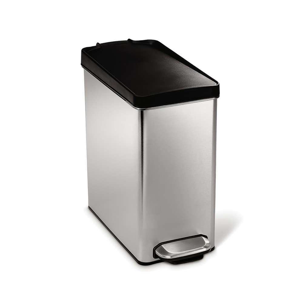 Imagen del producto: Cubo de residuos con pedal SIMPLEHUMAN Profile, 10 litros, acero inoxidable mate, negro