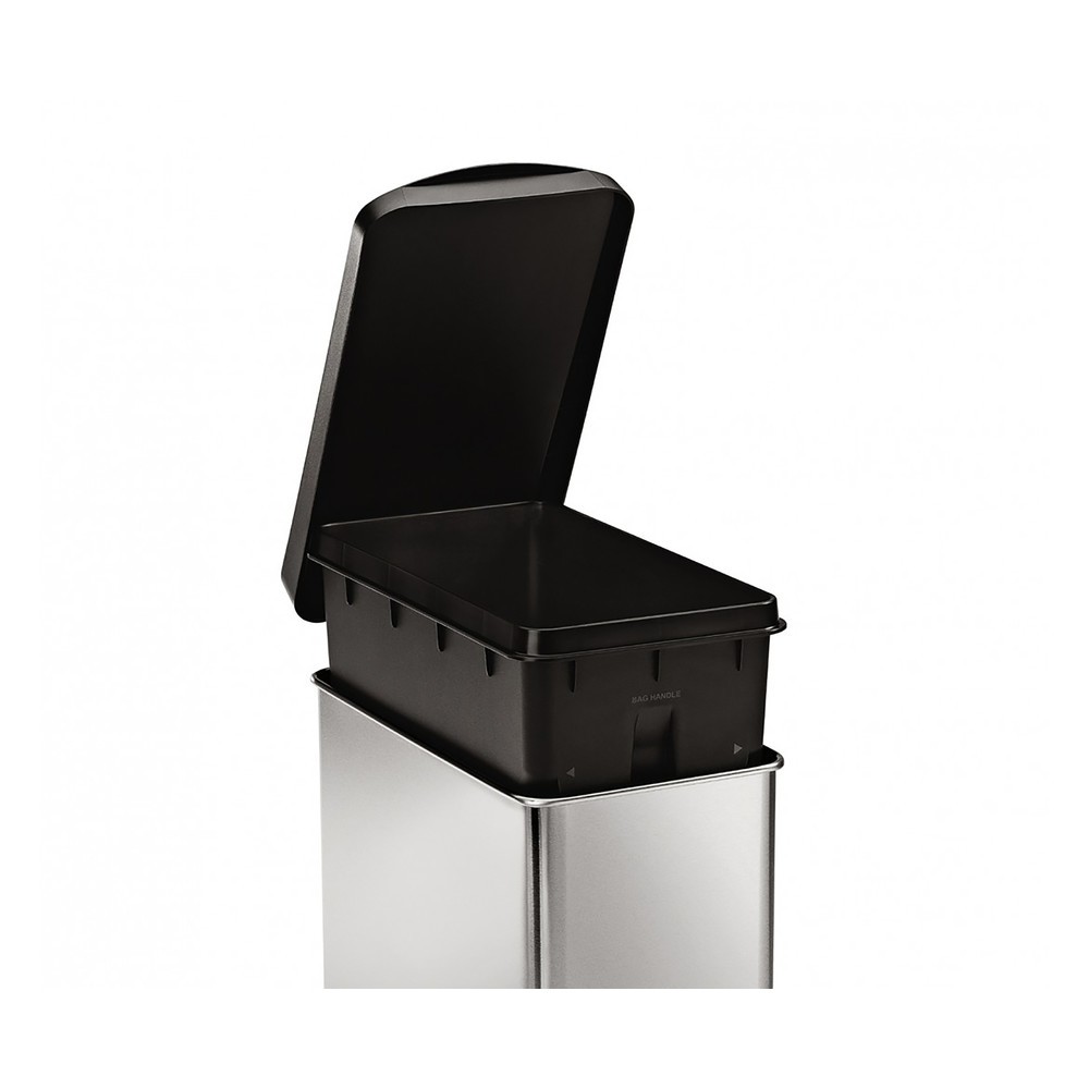 Número de imagen del producto 3: Cubo de residuos con pedal SIMPLEHUMAN Profile, 10 litros, acero inoxidable mate, negro