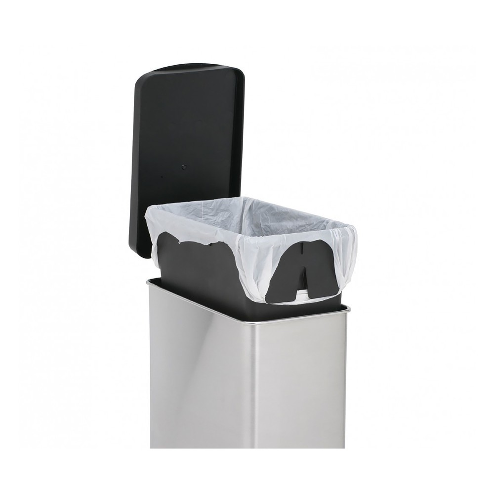 Número de imagen del producto 4: Cubo de residuos con pedal SIMPLEHUMAN Profile, 10 litros, acero inoxidable mate, negro