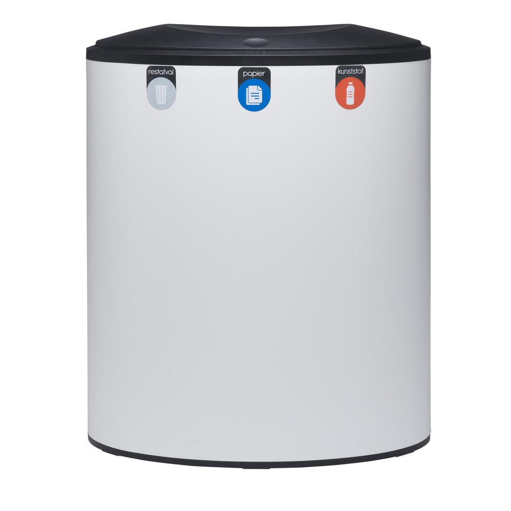 Número de imagen del producto 6: Cubo de residuos de diseño LUNE Binc, blanco, negro, con tapa cerrada