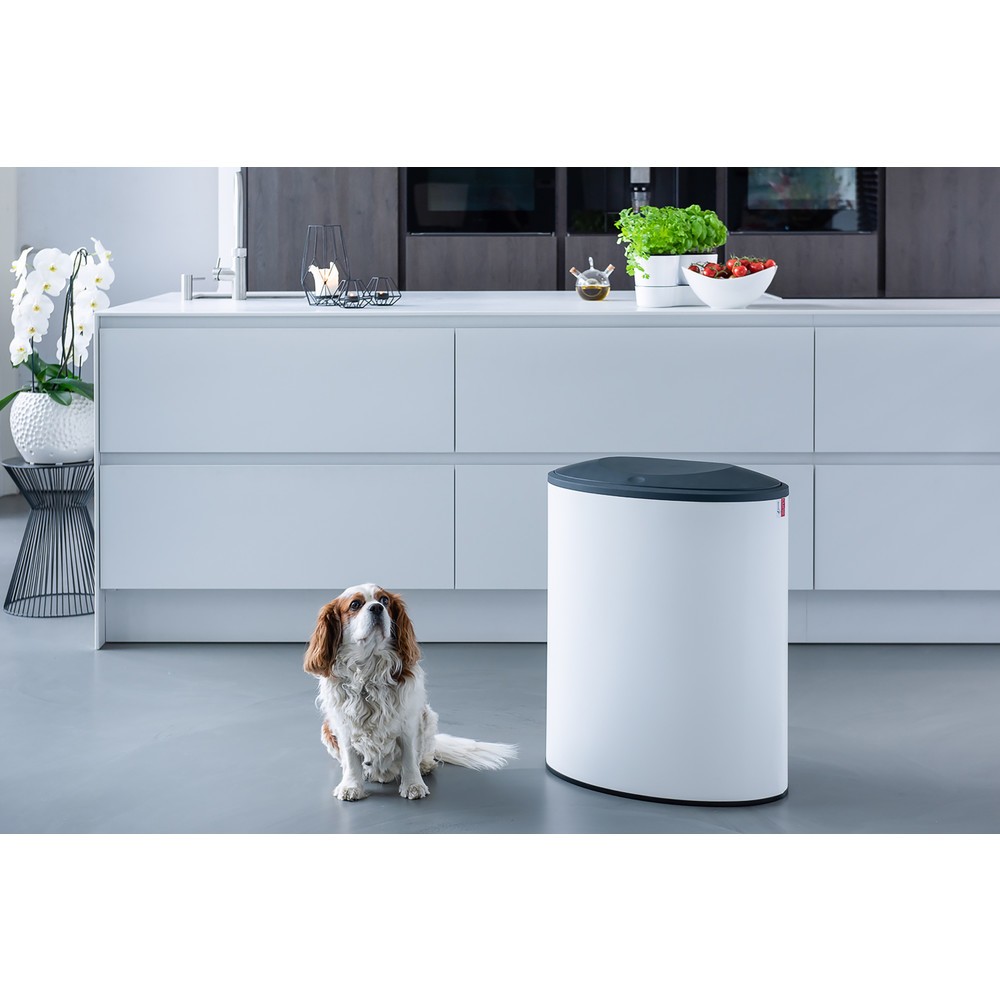 Número de imagen del producto 9: Cubo de residuos de diseño LUNE Binc, blanco, negro, con tapa cerrada